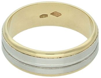 Złota obrączka damska półokrągła - białe i żółte złoto  szerokość 6 mm  rozmiar 14.jpg